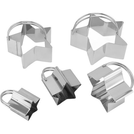 Ensemble de 5 emporte-pièces en acier inoxydable en forme d'étoiles pour la pâtisserie maison. (1/5)