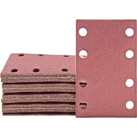 MioTools Fox Klett-Schleifblätter, 133 x 80 mm, 8-Loch, f. Schwingschleifer, Normalkorund (50 Stk.) K240