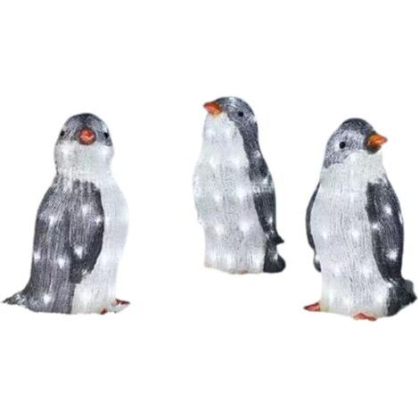 Ornement lumineux en acrylique pingouin 3 – Décoration de Noël avec lumières LED blanc chaud – Pour cour et porche (1/5)