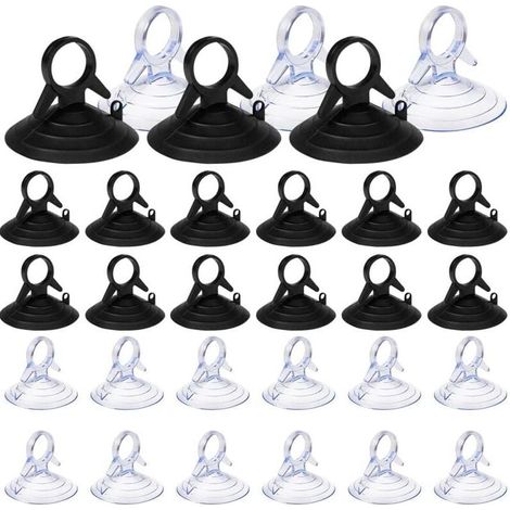 60 Pièces Ventouse pare Soleil, 45mm Ventouse Sans Crochets Ventouse, PVC Ventouses Mini Ventouse Transparente et Noire Ventouse, Ventouse pour Vitre (1/4)
