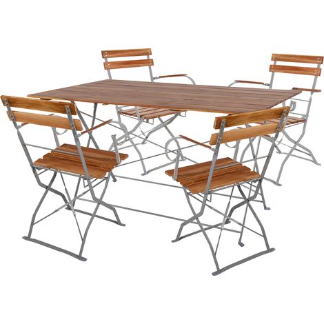 Biergarten Set klappbar 120x70cm + 4 Stk Klappstuhl mit Armlehne-DBG1002+4xDBG1001 (1/3)