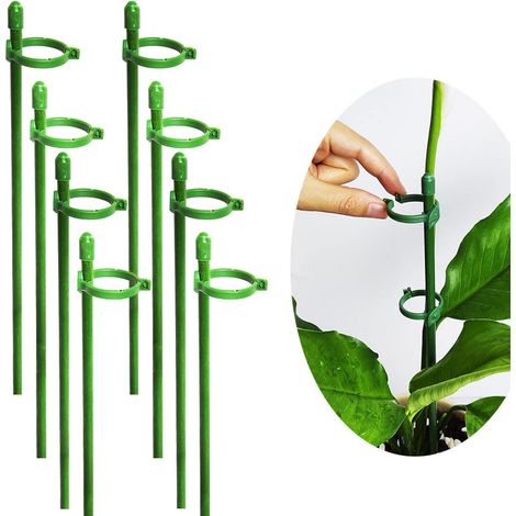 Lot de 8 tuteurs pour petites plantes, tuteurs de jardin réglables pour une seule tige, anneaux de support pour orchidées, poivrons et autres. (1/5)