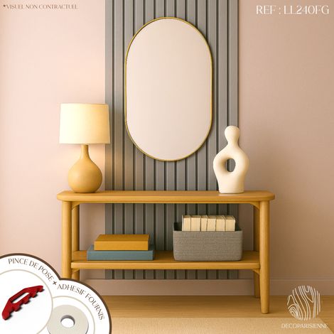 Kit tasseaux adhesif frene gris - Gabarit de pose offert - Surface de 1,2 M2 - Panneau tasseau sur-mesure (1/3)
