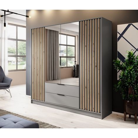 Armoire MELODIE 206 cm gris (1/4)