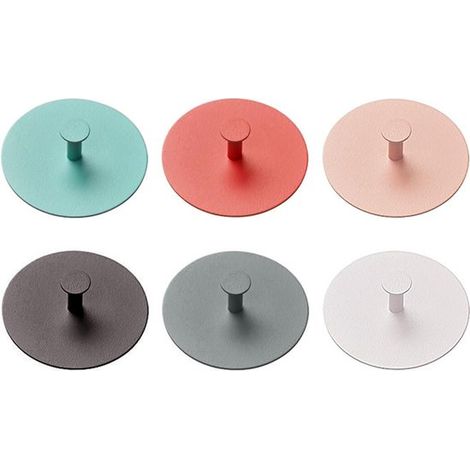 Paquete de 6 ganchos autoadhesivos impermeables para toallas, ganchos redondos multifuncionales para baños y salas de estar para colgar ropa y toallas. (1/5)