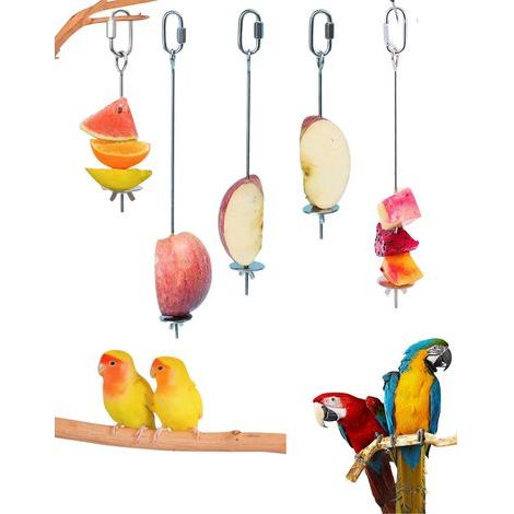 Obstgabel-Set aus Edelstahl für Vögel, Papageienkäfigzubehör, rost- und bissfestes Vogelzubehör, sofort einsatzbereites Spielzeug (Größe M) (1/5)