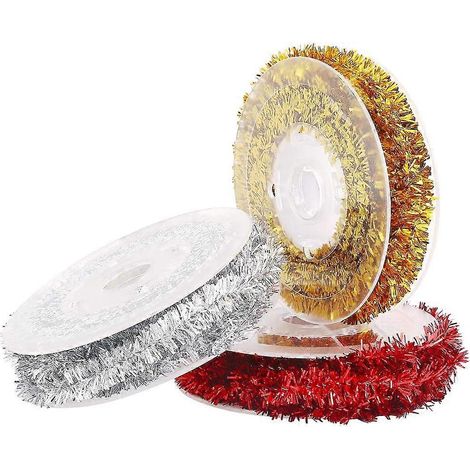 Guirlande de guirlandes fines, mini guirlande métallique (3 pièces avec or, argent et rouge) (1/5)