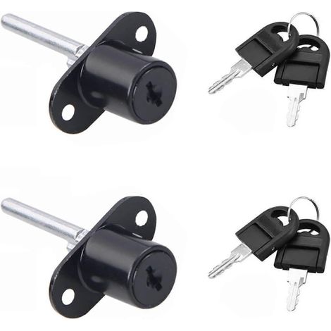 Ladeslot met sleutel voor meubels, zuigerslot voor archiefkasten, vitrines, diameter 16 mm, lengte 60 mm (zwart) (1/5)