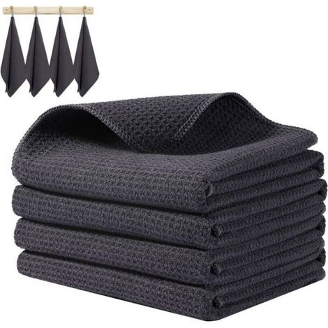 torchon cuisine - Microfibre 80% Polyester 20% Polyamide - 40x40 cm - Absorbant Sans Traces - Lot de 4 (1/5)