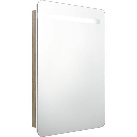 vidaXL Armario de baño con espejo y LED blanco y roble 60x11x80 cm (1/2)