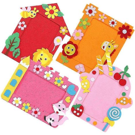 Cadre photo en tissu non tissé à faire soi-même (lot de 4) - Motifs à motifs - Orange - Décoration familiale artisanale (1/5)