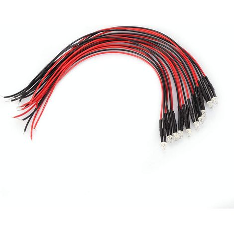10 Pièces 12V Diode électroluminescente Filaire 3mm Lumière LED L25-204Y Diode Filaire Câble de Lumière LED Multicolore 20cm 0.06W (cheveux blancs orange) (1/5)