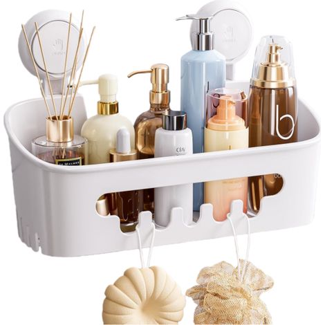 Étagère de douche robuste avec ventouse sous vide, panier de rangement amovible sans perçage pour shampoing et articles de toilette