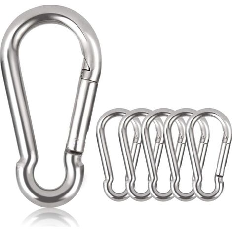 Mousqueton Inoxydable 304 M6 20 Pièces Capacité 120 kg Crochet Fixation Lourde 60mm (1/4)