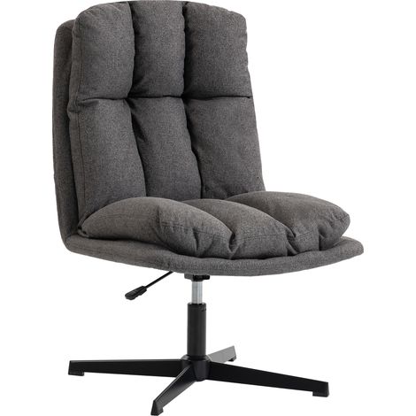 Fauteuil pivotant d'appoint, fauteuil de lecture en tissu aspect lin sans accoudoirs, avec une assise large et des pieds en métal, gris foncé (1/5)