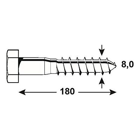 Connex KL3148180 Vis a bois 6 pans galvanises 1000 g 8 x 180 mm