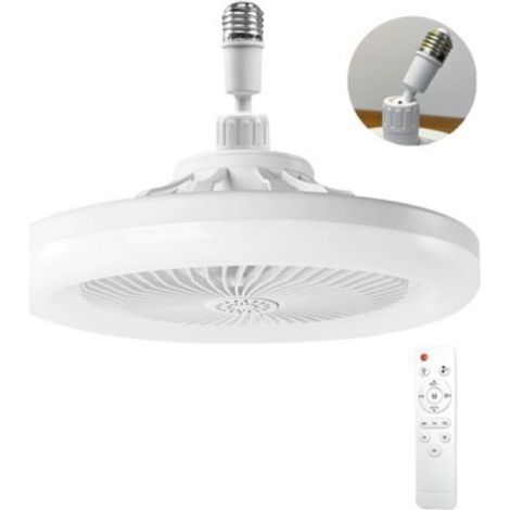 Ventilateur Plafond Avec Lumiere,ventilateur De Plafond Avec Télécommande,ventilateur Silencieux Plafond,E27 plafonnier LED À Intensité Variable,3vitesses,Temporisable (Blanc)