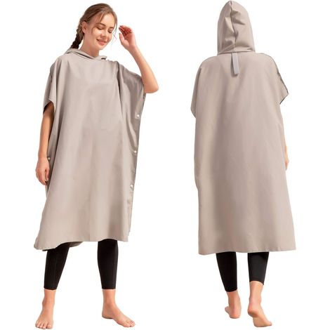 Changing towel, extremely lightweight and quick-drying. Also suitable as a surf poncho for men and women in microfiber (Light Grey) (1/5)