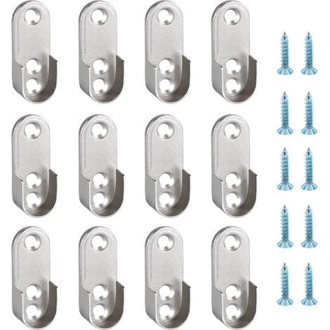 12 Supports Tringle Métal, 36 Vis M4x16, Fixation Robuste Pour Placard Et Salle De Bain