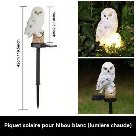 Lanterne solaire piquetée hibou en résine, lampe décorative LED étanche pour jardin et pelouse, lumière chaude, hauteur 45 cm (1/3)