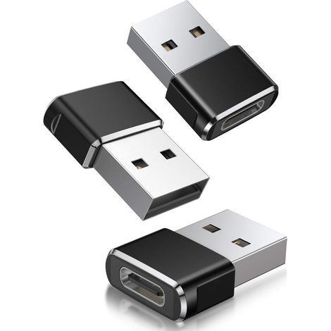 3er-Pack USB-C-Buchse auf USB-A-Stecker-Adapter, Typ-C-auf-USB-A-Konverter-Ladegerät für Apple Watch Series 7, iPhone 11, 12, 13, Pro Max, SE, 3, 14, iPad Air 5, Mini 6, 8, Samsung Galaxy S21, S22, Z  (1/5)