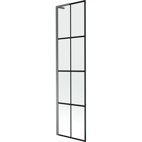 Mexen Next L paratia vasca da bagno a 1 anta 50 x 150 cm, griglia nera, metallo brunito - 895-050-000-03-77-95 (1/5)