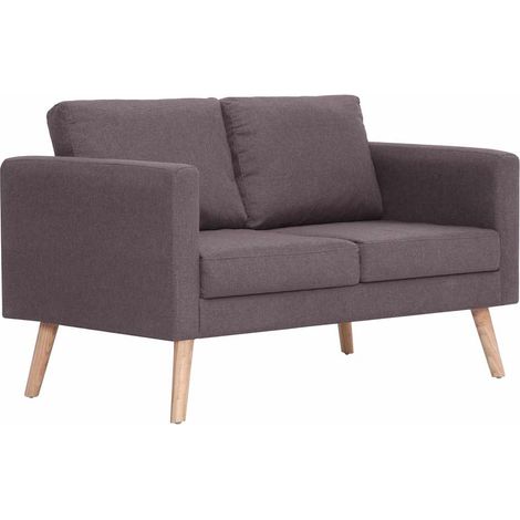 Canapé droit fixe 2 places, Canapé de relaxation Meuble de Salon, Tissu Taupe OIB3151E (1/5)