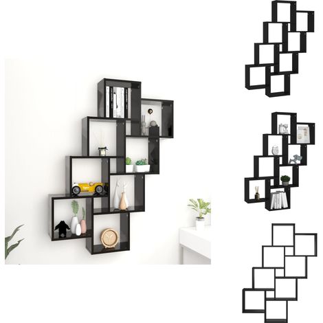 Étagère murale cube Noir 90x15x119 cm Bois d’ingénierie - Étagère Murale - Étagère Cube - Meuble Mural - Rangement Mural - Décoration Murale (1/5)