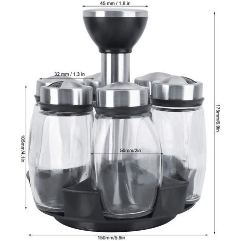 Porte-Épices Rotatif À 360° - Équipé De 6 Boîtes De Rangement Pour Épices Pratique Et Gain De Place Pour Organiser Votre Cuisine (1/5)
