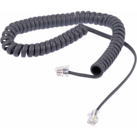 Rallonge téléphonique, RJ9 (4/4) / RJ9 (4/4), Gris, 2.5m