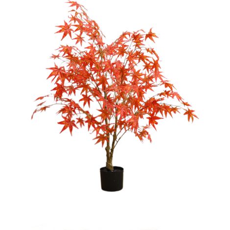 120cm d’automne arbre de chute artificiel en Pot en plastique Faux feuilles d’érable rouge érable en soie pour la fête d’automne décoration de la maison Thanksgiving Harvest (1/5)