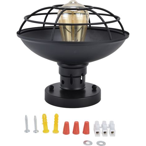 Lustre rétro noir avec kit de vis, plafonnier durable pour cuisine, escalier, galerie, 85-250V E26 US (1/5)