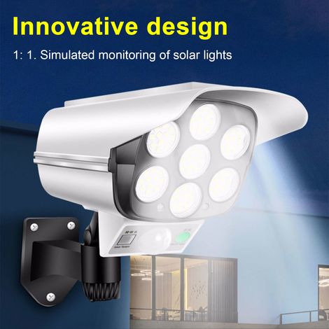 Ortviai Projecteur Solaire avec Détecteur de Mouvement et Caméra Factice – 77 LED, 200 lm, IP65, 3 Modes, Télécommande