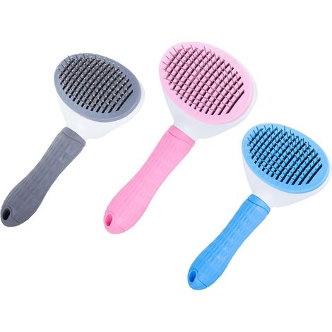 Brosse autonettoyante pour poils de chien/chat, rose (1/5)