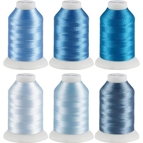 Lot de 6 fils à broder en polyester pour machine à coudre, 500 m (550 Y), pour bracelets, broderie, artisanat, matelassage, couture, machine à coudre