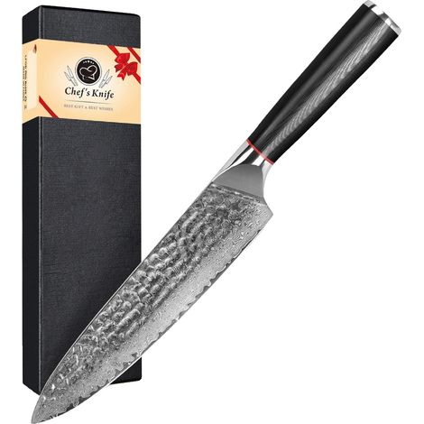 Coltello da chef, lama in acciaio di Damasco, design ecologico, coltello da cucina per chef (1/2)