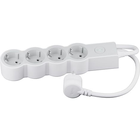 Bloc multiprise avec Interrupteur, avec 4 Prises 2P+T, câble 3 m, Blanc et Gris Clair 694436 (1/2)