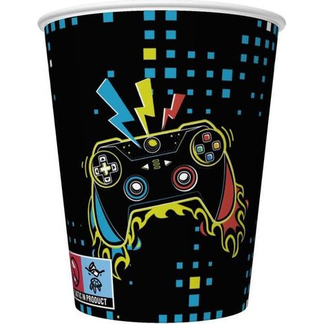 Bicchieri di carta PLAYER Pad Controller 250 ml 8 pezzi