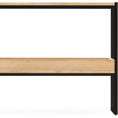 Consola iCub con bandeja 120x32x75cm Negra en madera maciza de pino acabado natural estilo industrial Box Furniture