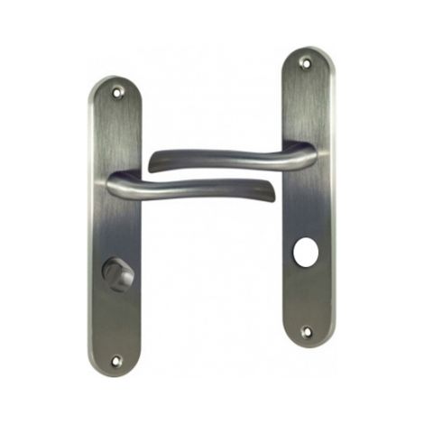 Ouvre&Déco – 2 poignées de porte RHAPSODIE verrou condamnation, zamak nickel mat entraxe 195 mm