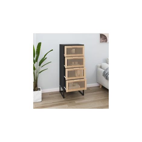 Buffet haut noir 40x30x95 bois d'ingénierie (1/5)