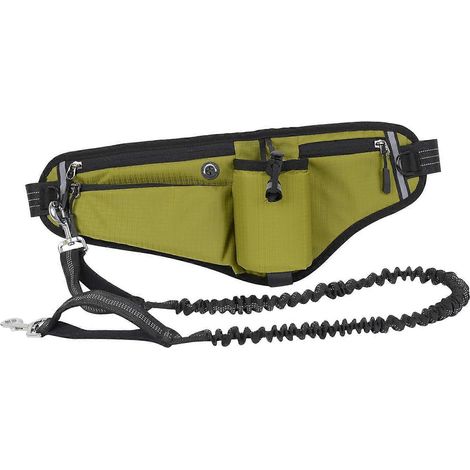 Laisse mains libres pour chien, sac banane, déperlant, réfléchissant la nuit, grande capacité pour les chiens d'extérieur
