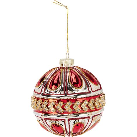 Palla di Natale in vetro con dettagli per decorazioni natalizie Ø 10 cm (1/4)