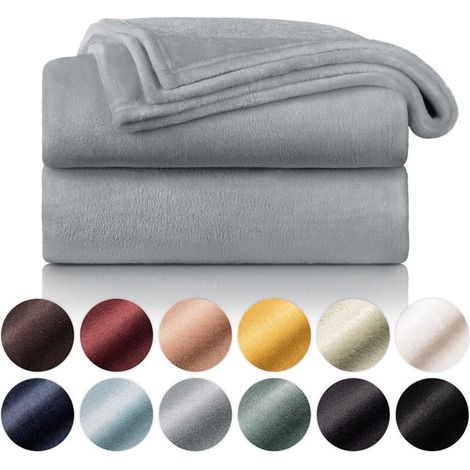 Couverture Polaire 150 x 200 - Gris, Plaid pour Canapé, Cocooning - Epaisse, Moelleuse, Douce Et Chaude - Haute Qualité-LIAIKI (1/5)