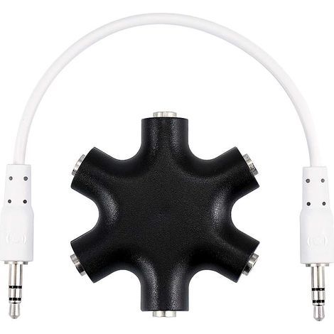 Répartiteur audio universel 5 voies avec prise auxiliaire femelle pour partager de la musique sur iPhone, iPad, Samsung Galaxy Note, Huawei, LG, HTC, PC, ordinateur portable, MP3 et MP4 (NOIR) (1/5)