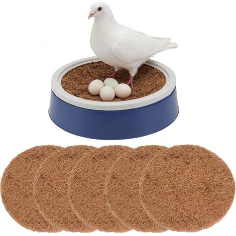 Nid De Pigeon, Contient 1 Bassin en Plastique à Bords Blancs Et 6 Coussins Bruns, Tapis De Noix De Coco, Coussinets d'Œufs De Naturels, pour Pigeons, Cacatoès, Nid De Reproduction d'oiseaux (1/5)