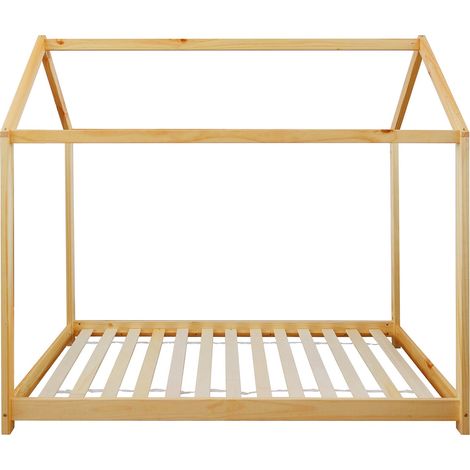 Rebecca Mobili Struttura Letto Singolo per Bambini a Forma di Casetta in Legno Naturale 80x160