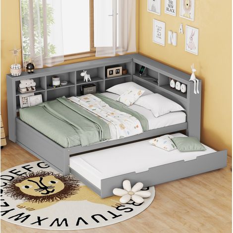 Divano letto matrimoniale con USB e vani legno OKMYHOME (1/5)