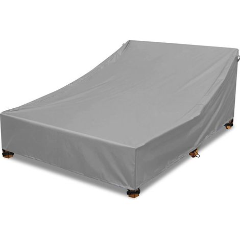 Housse de protection pour chaise longue double en tissu Oxford 210D, étanche anti-poussière anti-UV, pour extérieur,gris