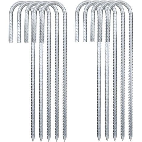 10 Stück Bodenanker, 30 cm J-Haken, robuste Zeltnägel, verzinkte Stahl-Befestigungsnägel zur Sicherung von Trampolinen, Markisen, Planen, Campingzäunen und Gärten (1/5)